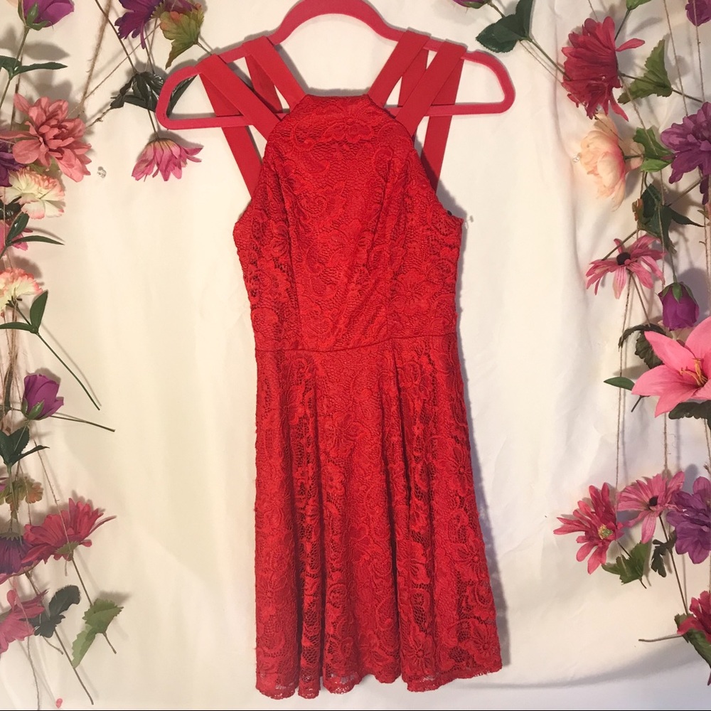 B Darling Dress | Red Lace Dress | Size 1/2